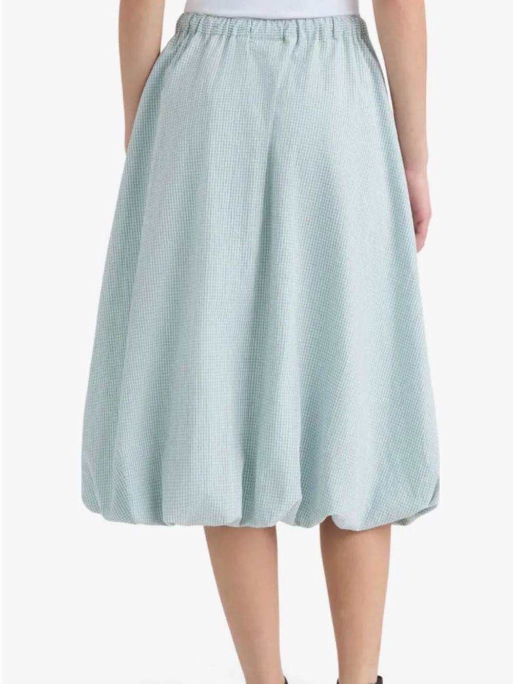 Hunter Gingham Bubble Hem Midi Skirt in Surf Spray XL NWT - Picture 4 of 10